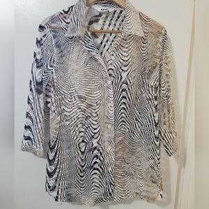 Alia Zebra Print Sheer Button Front Blouse Size 18W